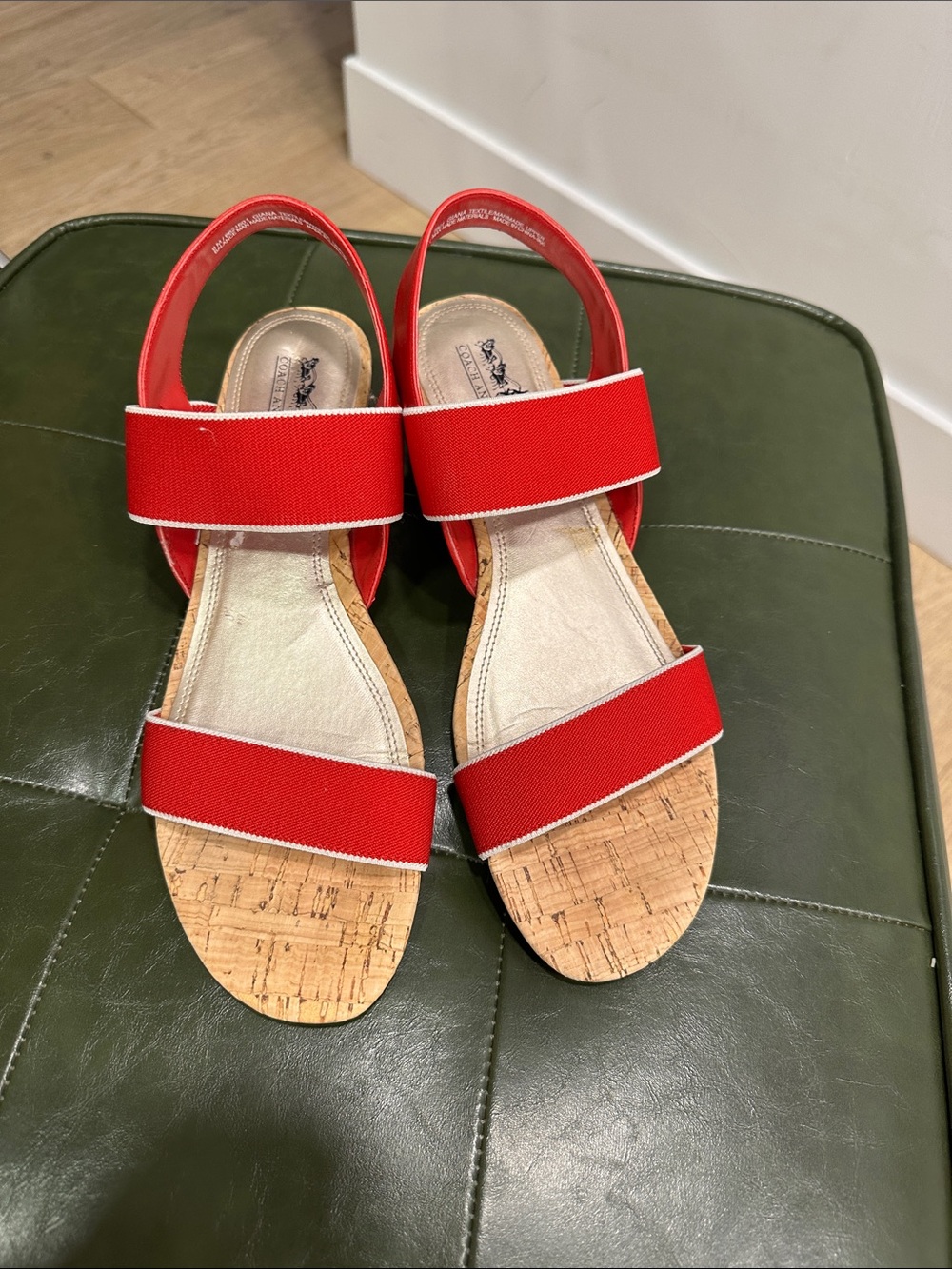 Coach and Four Red Elastic Strap Cork Sandals - Women
